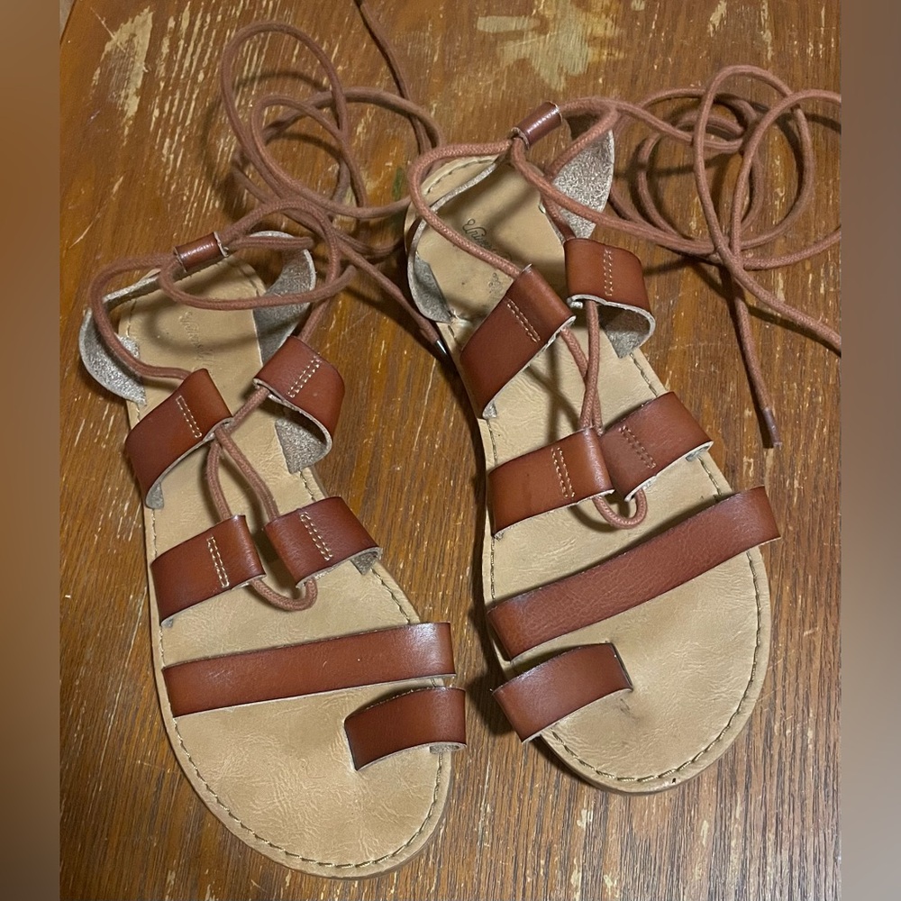 Brown Leather Strappy Sandals